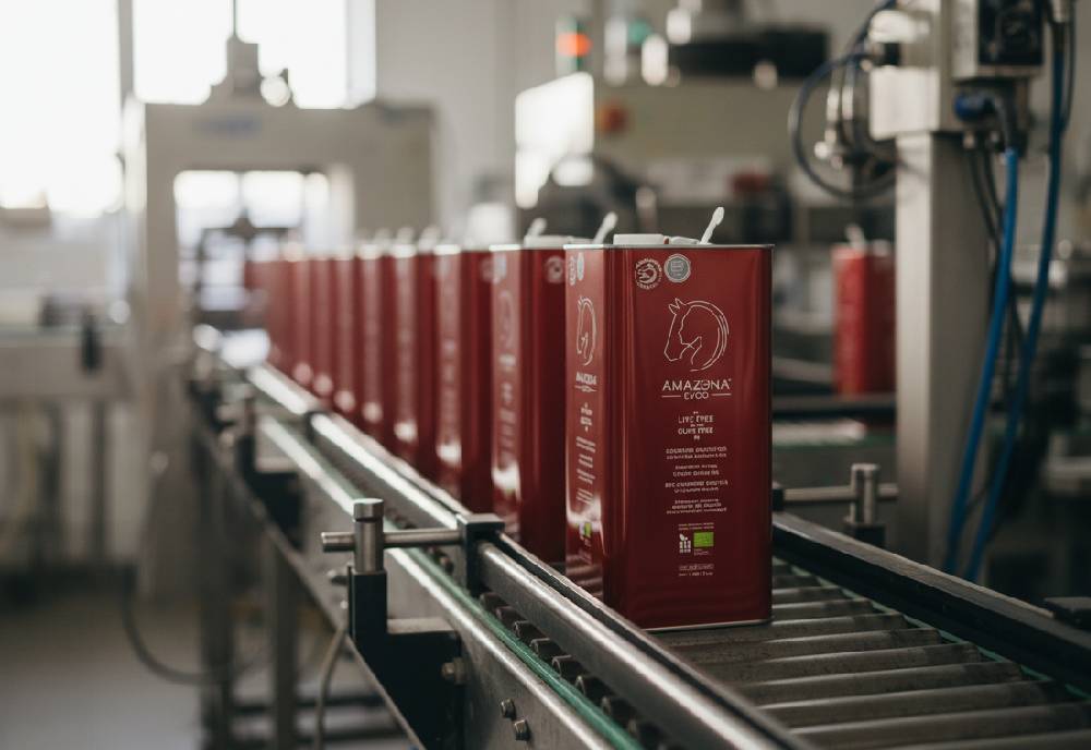 Nowoczesna linia produkcyjna w greckiej olejarni, gwarantująca tłoczenie oliwy extra virgin z oliwek w ciągu kilku godzin