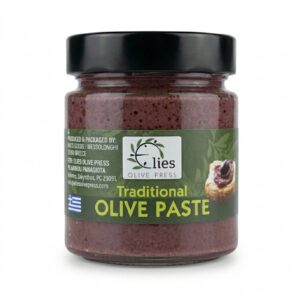 pasta z oliwek (2) Słoik pasty z oliwek Kalamata Elies Olive Press z danymi producenta